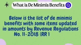 List of De Minimis Benefits RR No 112018 A to D [upl. by Affay183]