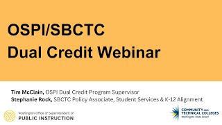 OSPISBCTC Dual Credit Webinar [upl. by Aihseym558]