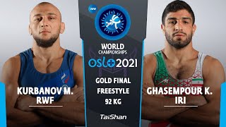 M KURBANOV RWF v K GHASEMPOUR IRI  FS 92 kg  GOLD [upl. by Slein]