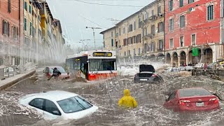 Italy went underwater Heavy flooding sweeps away cars and people in Catania Sicily Europe [upl. by Hsotnas]