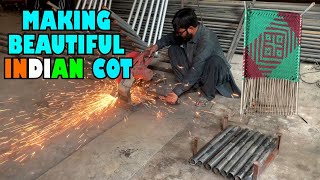 Amazing Process of Making Iron Charpai Bed  Traditional Cot [upl. by Hazrit190]