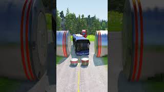 New short video Large Tanker Truck amp Mix Colour City Bus vs Bollards Crash in the gamebeamngdrive [upl. by Conan]