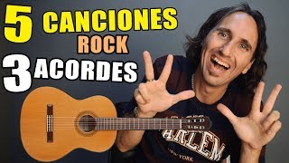 5 grandes canciones de rock fáciles con ¡solo 3 acordes Guitarra acústica para principiantes [upl. by Hirst560]