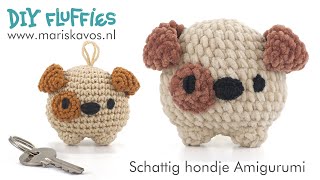 Schattige hond sleutelhanger haakpatroon  Leer Amigurumi haken  Nederlands [upl. by Notak]