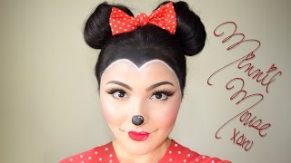 Minnie Mouse Makeup and Hair Halloween Tutorial  Delia Ahmed [upl. by Ybba]