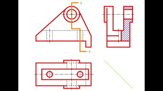 Orthographic projection half sectional view by SAAD SHAHIN [upl. by Albertine]