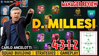 D MILLESI CARLO ANCELOTTI  BEST 4312 COUNTER ATTACK MANAGER IN PES 2021 MOBILE  850 SKILL [upl. by Gregg917]