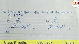 Class 8 Geometry Triangle Exercise  Geometry Class 8 Triangle  Find The Value of angles [upl. by Pul]