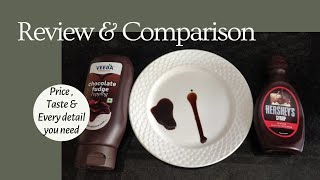 Veeba CHOCOLATE FUDGE topping vs Hersheys chocolate syrupReview amp comparisonBest chocolate syrup [upl. by Verene]