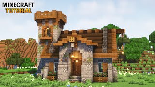 【マイクラ】塔付きの石の家の作り方【マインクラフト】【建築講座】【Minecraft】 [upl. by Spanos]