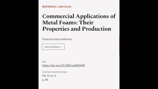 Commercial Applications of Metal Foams Their Properties and Production  RTCLTV [upl. by Ariaet]