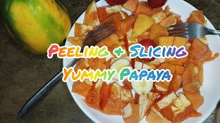 EASY PEELING SLICING PAPAYA SATISFYING [upl. by Ardnaik]