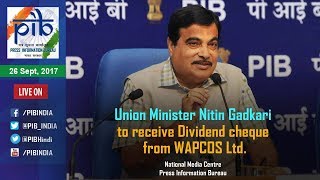 Union Minister Shri Nitin Gadkari to receive Dividend cheque from WAPCOS Ltd [upl. by Aneladgam]