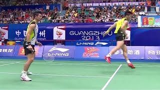 MAhsanHSetiawan v Cai YFu HF MDSF Wang Lao Ji BWF World Champ 2013 [upl. by Hnad521]