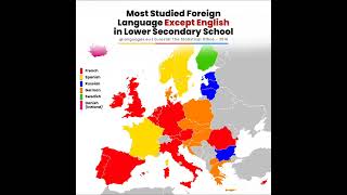 Most studied foreign language except english in lower secondary school map europe youtubeshort [upl. by Topper]