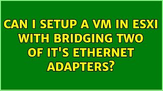 Can i setup a VM in ESXI with bridging two of its ethernet adapters [upl. by Vanhook]