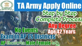 Territory Army Officer Form Fill 2023 TeluguTerritorial Army Apply OnlineTA Army Application form [upl. by Anaili143]