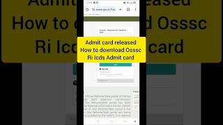 How To Download Osssc Ri Icds Admit Card 2024  Ri Admit Card Download Step By Step  admitcard yt [upl. by Nyletac]