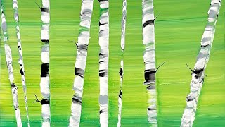 An EASY WAY to Paint Birch Trees Fluid Art Tutorial for Beginners [upl. by Noreik]