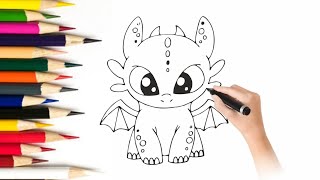 How to Draw a Cute Dragon  Easy StepbyStep Tutorial for Beginners [upl. by Ecenaj]