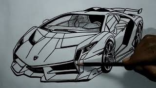 How to Draw a Lamborghini Car  LAMBORGHINI VENENO ROADSTER 30 car sportcar drawing [upl. by Rundgren]