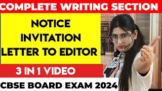 Writing Section class 12 English  NOTICEINVITATIONLETTER TO EDITORCBSE CLASS 12 ENGLISH [upl. by Pall]