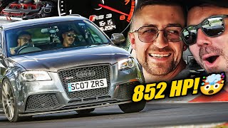 INSANE POWER 🤯852 Horsepower AUDI RS3🤯  Nürburgring [upl. by Okier]