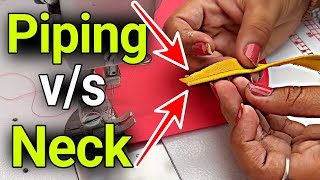 Neck Vs Piping  Sewing Tips And Tricks  Piping Attach Perfectly On Round Neck  Youtube Video [upl. by Silvers252]