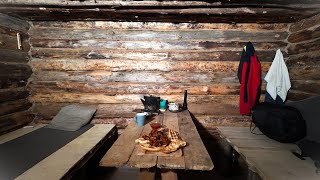 Alone in a Log Cabin in the Woods After a Snowfall Winter Wilderness [upl. by Enyar]