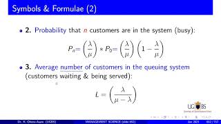 13a Queuing Model essence arival amp service rate 8 formulae [upl. by Firooc]