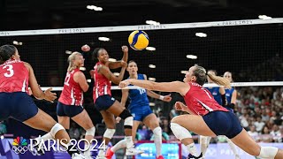 Team USA womens volleyball holds off furious comeback attempt from Serbia  Paris Olympics [upl. by Gallager511]