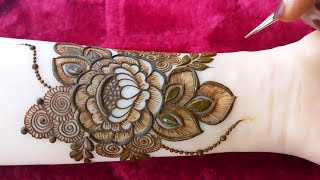 Very stylish Khafeef bold Henna Design Tutorial  Latest Beautiful Gulf Design For Front Hand [upl. by Ellehcirt]