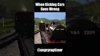 Kicking cars goes wrong in railroader railroad railroadgames train trains railway shorts [upl. by Iatnahs]