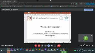 Week 10 live session  NPTEL  CS30  GPU Architectures and Programming [upl. by Rafat]