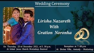 Marriage Ceremony Of Lirisha Nazareth and Gration Norohna  Modankap Church  Classy Clicks [upl. by Maloney753]