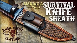 Making a Leather amp Kydex Survival Knife Sheath Leather Working ASMR [upl. by Orazal]