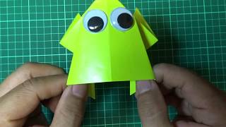 Big eyed frog origami大眼蛙摺紙大きな目をしたカエルの折り紙Origami de rana de ojos grandes [upl. by Bodwell]