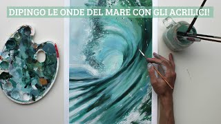 DIPINGO LE ONDE DEL MARE CON GLI ACRILICI  Painting waves with acrylics paint [upl. by Hurleigh427]