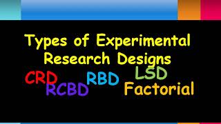 Types of Experimental Research Designs  CRD RBD RCBD LSD FD  Research Methods  Practical Research [upl. by Pavlov]