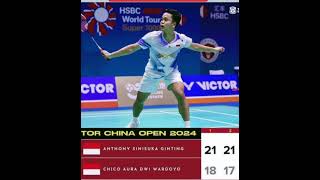 Kalakan Chiko Ginting ke r16 China Open 2024 [upl. by Nivlem883]