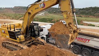 Brand New Caterpillar 352 Excavator Loading Mercedes amp MAN Lorries  Interkat SA  4K [upl. by Raynah]