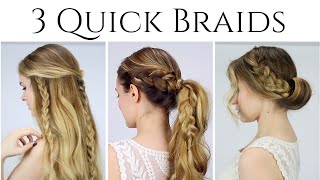 3 Quick Braided Hairstyles for 2015 [upl. by Irolam]