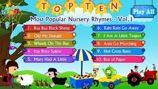 Top 10  Ten Most Popular Nursery Rhymes Collection Vol 1 with Lyrics  Kids Videos For Kids [upl. by Daughtry878]