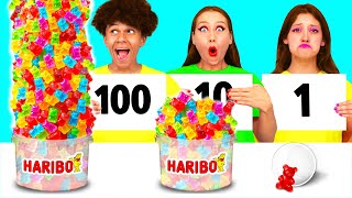 1 10 or 100 Layers of Food Challenge  Edible Battle by DaDaDa Challenge [upl. by Ticon]