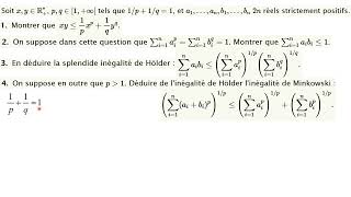 Inégalités de Hölder et de Minkowski [upl. by Eniahs]