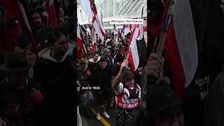 Tens of thousands of marchers crowded the streets in New Zealands capital Wellington on Tuesday [upl. by Essile591]