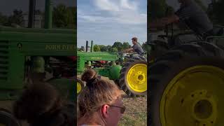 John Deere Model A Pulling pulling johndeere tractor fair farming 2cylinder summer farmall [upl. by Mindi]