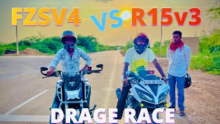 fzs v4 vs r15 v4 drag race 🔥 r15 v3 vs fzs v4 😍 yamaha fzs v4 vs hero xtreme 160r 4v Top Speed Text [upl. by Valerie]