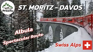 St Moritz  Davos Albula  spectacular railway in the Swiss Alps 4K [upl. by Joete]