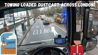 TOWING A LOADED DUSTCART ACROSS LONDON UK HEAVY RECOVERY [upl. by Boor553]